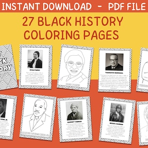 Black History Coloring Page for Kid African American Coloring Book Black History Printable Black History Activity of African American Leader