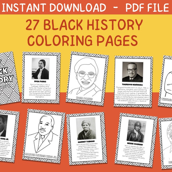 Black History Coloring Page for Kid African American Coloring Book Black History Printable Black History Activity of African American Leader