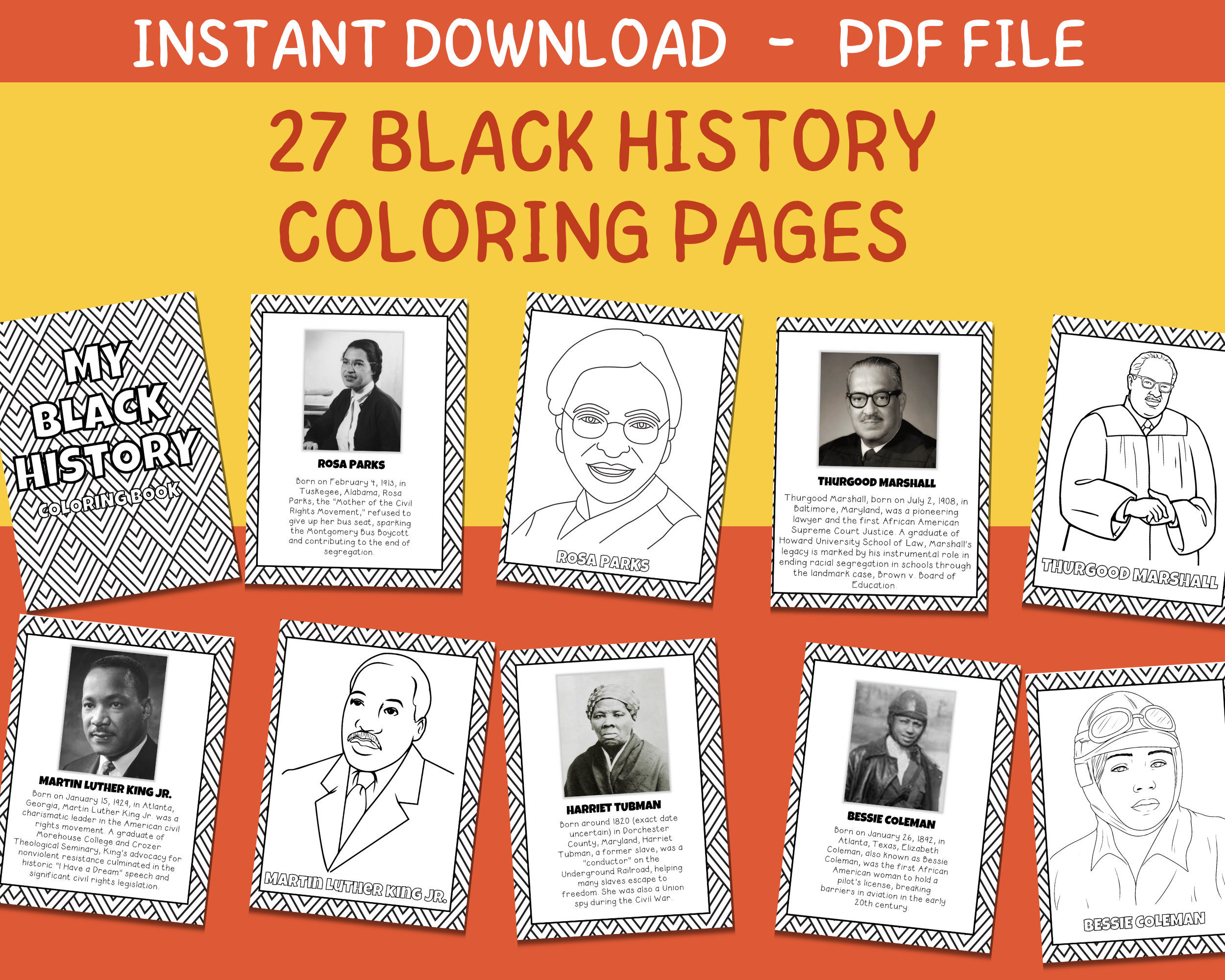 Black History Coloring Page for Kid African American Coloring Book ...