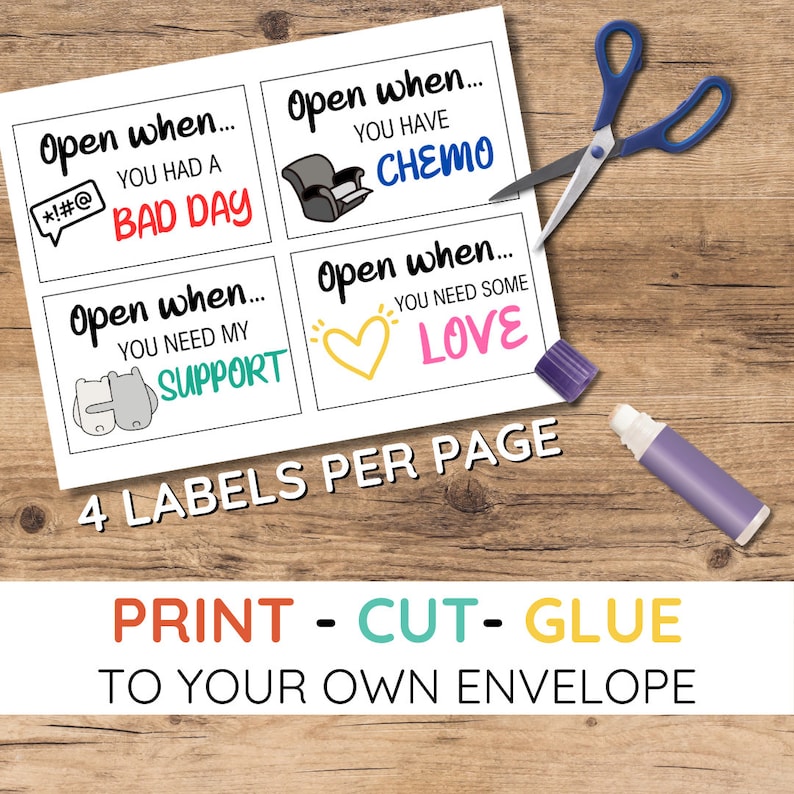Open When Envelope Printable Breast Cancer Care Package Gift Box Cancer ...