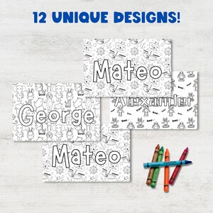 Guest Name Coloring Page Boy Birthday Party Favor Bundle Printable ...