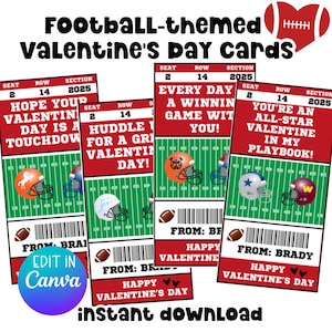 Fußballticket Sport Valentinstag Austauschklasse Party Bearbeitbare Valentinstag Vorlage Happy Valentines Day Fußballkarte Kid DIY Valentinstagkarte