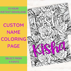 Personalized Coloring Page for Adult Custom Coloring Sheet Download Coloring Worksheet Floral Name Coloring Page Flower Coloring Activity