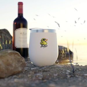 Duck-Themed Copper Vacuum Insulated Cup, 12oz | Stainless Steel Tumbler & Stemless Wine Glass | Big Ass Duck | Duck Wine Glass