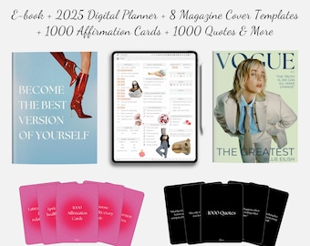 Whole Shop Bundle: E-Book, 2025 Digital Planner, 8 Magazine Covers, 1000 Affirmation Cards, 1000 Quotes, 160 Cover Pages