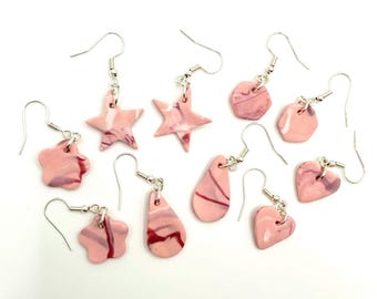 Colección de pendientes de melocotón jaspeado / PENDIENTES DE ARCILLA POLIMÉRICA / Hechos a mano, divertidos, únicos, lindos, coloridos, bonitos, impresionantes, hermosos, hermosos