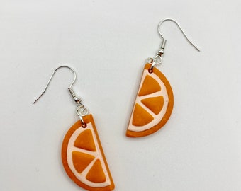 Orange half slice earrings