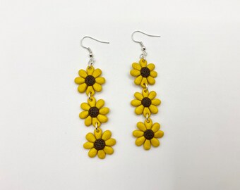 Sunflower chain earrings