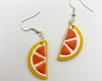 Grapefruit half slice earrings
