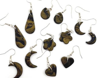 Colección de pendientes de medianoche jaspeados / PENDIENTES DE ARCILLA POLIMÉRICA / Hechos a mano, divertidos, únicos, lindos, coloridos, bonitos, impresionantes, hermosos