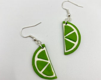 Lime half slice earrings