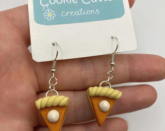 Pendientes de tarta de calabaza / Pendientes de arcilla polimérica / Hechos a mano, divertidos, únicos, bonitos, coloridos, originales, graciosos, divertidos, novedosos / Regalo para ella