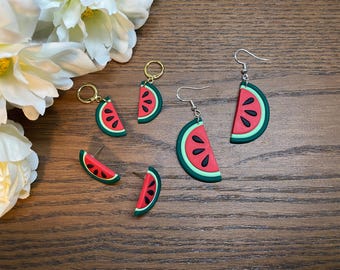 Pendientes de sandía / Pendientes de arcilla polimérica / Hechos a mano, divertidos, únicos, bonitos, coloridos, originales, graciosos, divertidos, novedosos / Regalo para ella