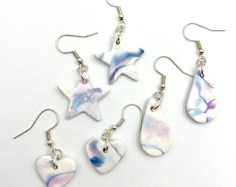 Colección de pendientes Marbled Storm / PENDIENTES DE ARCILLA POLIMÉRICA / Hechos a mano, divertidos, únicos, lindos, coloridos, bonitos, impresionantes, hermosos, hermosos