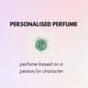 May include: Personalised perfume based on a person or character. The text "ATTAR ACTION" is in a circle with a green floral design.