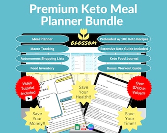 Keto Diet Tracker Weekly Meal Planner Bundle