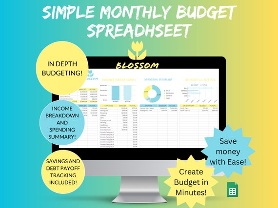 Monthly Budget Spreadsheet google sheets Budget Excel Paycheck budget planner weekly budget simple budget template budget planner printable