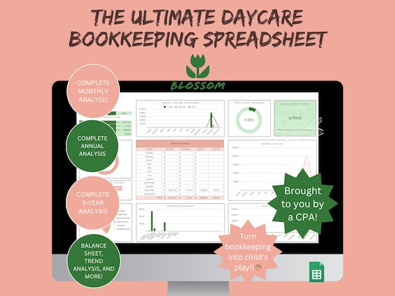 Daycare Bookkeeping Sheet Easy Bookkeeping Template