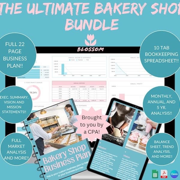 Bakery Business Plan and Bookkeeping Bakery Templates