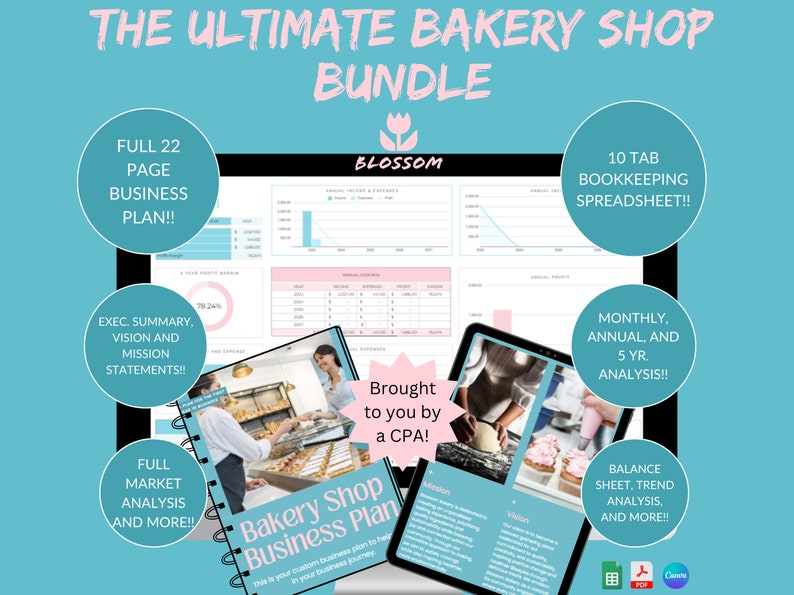 bakery business dog bakery business dream bakery bakery printables bakery printable bakery planner bakery buisness plan workbook business plan bakery template baker templates buisness plan journal bookkeeping sheet bookkeeping tool business marketing