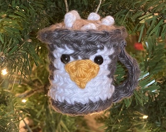 Crochet Pattern - Holiday Hot Chocolate Penguin Mug Ornament