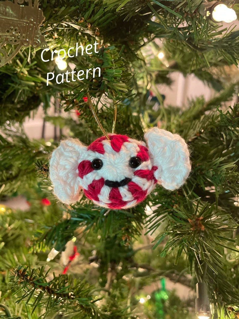 Crochet Pattern Peppermint Candy Holiday/Christmas Ornament image 1