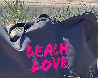 Übergroße Strandtasche XXL / Strandtasche mit Aufdruck / Geschenk für Frauen / Sporttasche / Yoga Tasche / Neon Tasche / Neonpink