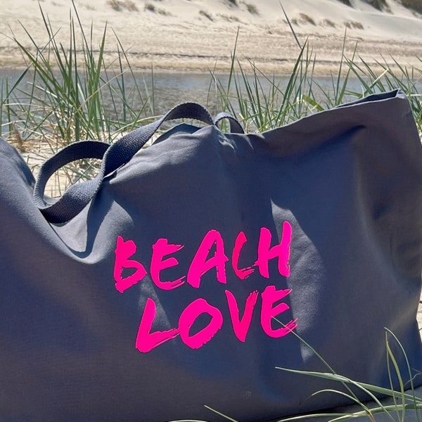 Übergroße Strandtasche XXL / Strandtasche mit Aufdruck / Geschenk für Frauen / Sporttasche / Yoga Tasche / Neon Tasche / Neonpink