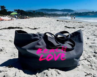 Strandtasche XL / Strandtasche bedruckt / Geschenk für Freundin /  / Shopper Tasche / Pink / Shopping Bag / Statement Tasche / Stofftasche