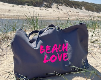Übergroße Strandtasche XXL / Strandtasche mit Aufdruck / Geschenk für Frauen / Sporttasche / Yoga Tasche / Neon Tasche / Neonpink