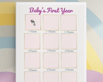 Baby Month Milestones Print Infant Footprints Wall Art