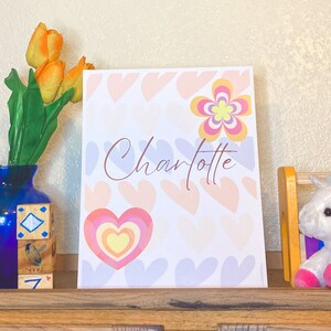 Targa con il nome della cameretta dei bambini Stampa personalizzata per bambini/Decorazione della camera della neonata Stampa con dedica del bambino Arte della parete della cameretta dei bambini per neonato Stampa del nome del bambino