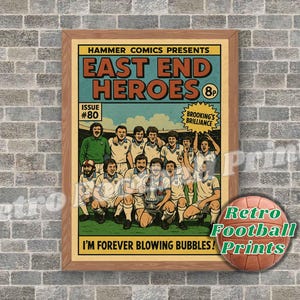 1980 FA Cup Final Hammers Win – Comic Book Art Poster | A4/A5 Football Wall Art | Gift for him | Comic Book Cover | Digital Download Poster