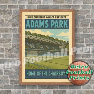 ADAMS PARK - Wycombe | 1970&#39;s Comic Book Art Poster | A3/A4 Football Wall Art | Gift for him | Digital Download Poster