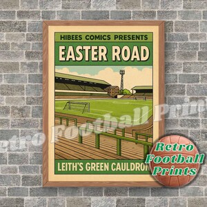 EASTER ROAD STADIUM Comic Book Art Poster | Hibs ground Leith | A3/A4 Football Wall Art | Gift for him | Digital Download Poster