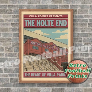 THE HOLTE END Villa Park Comic Book Art Poster | Holte End Steps | A3/A4 Football Wall Art | Gift for him | Digital Download Poster