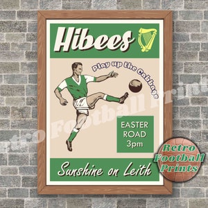 RETRO 1950&#39;s Style Football Poster/Programme art print A3/A4 - Easter Road. Man Cave, Nostalgia Gift for him. Digital Download Poster