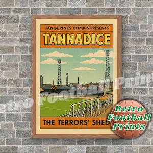 TANNADICE PARK, Dundee | 1970&#39;s Comic Book Art Poster | The Terrors / Tangerines | A3/A4 Football Wall Art | Gift for him | Digital Download
