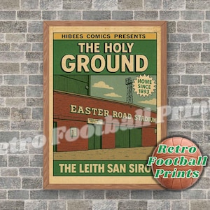 EASTER ROAD STADIUM entrance Comic Book Art Poster | Hibs ground Leith | A3/A4 Football Wall Art | Gift for him | Digital Download Poster
