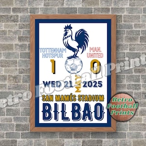 Impresión artística de la final de la Europa League 2025 del Tottenham / Spurs Champions / Arte mural de fútbol / Regalo para él / Resultado del partido / Póster de descarga digital