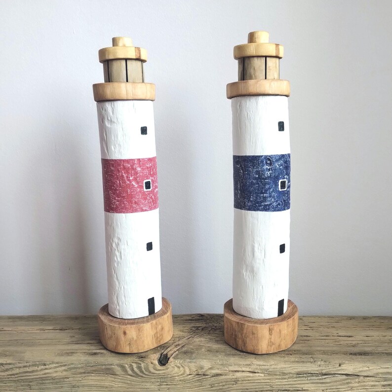 Lighthouse Items Driftwood Lighthouses - a Unique Set of Figurines - Etsy