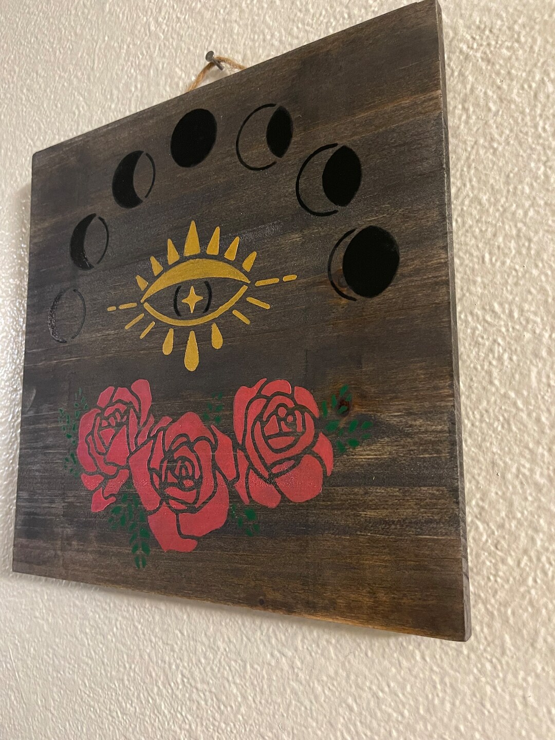 Moon Phase Roses Phases of the Moon and Red Roses - 10”x10” Painting - Etsy
