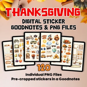 Thanksgiving Digital Stickers Planner - November goodnotes, Precropped stickers, Seasonal goodnotes, Goodnotes elements, Goodnotes app