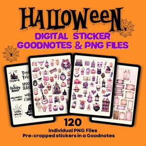 Halloween Digital Stickers Planner - October goodnotes, Precropped stickers, Seasonal goodnotes, Goodnotes elements, ipad planner, witch