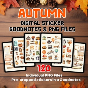 Autumn Digital Stickers Planner - Seasonal goodnotes, Precropped stickers, Goodnotes app, Goodnotes elements, Planning to prosper