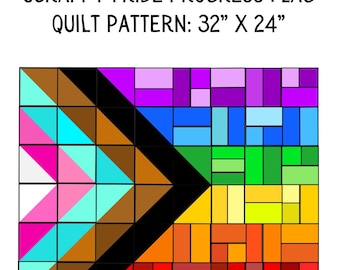 Scrappy Pride Flag Beginner Quilt Pattern: LGBTQ+ Progress Design w/ Comics (Printable PDF Pattern)