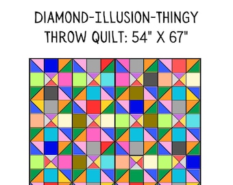 Diamond Illusion Throw Quilt Pattern: HST & QST Tutorial (Printable)