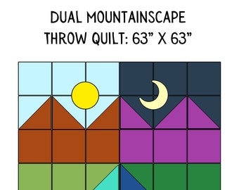 Mountainscape Throw Quilt Pattern with Comics: Easy Beginner Project (PDF Patterns)
