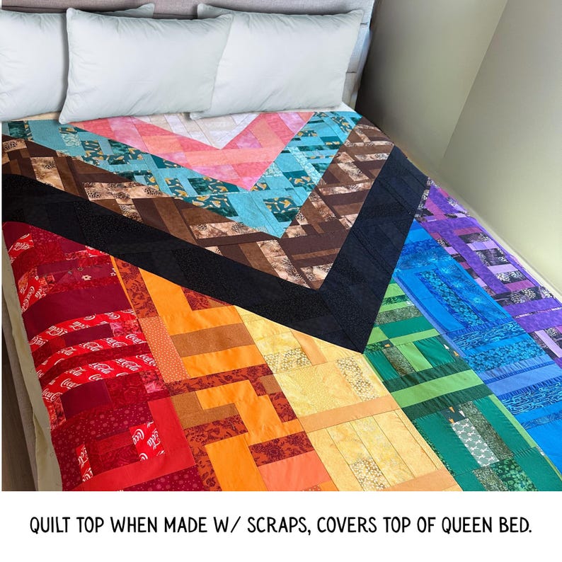 Pride Progress Flag Throw Quilt Pattern with Comics (Printable) Beginner Friendly image 2