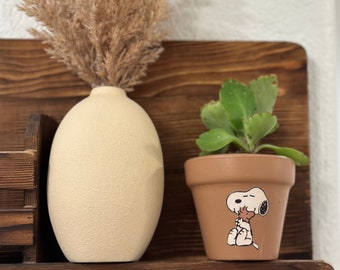 Snoopy and Woodstock - Terracotta Clay Pot - Hand Painted Planter with Drainage Hole